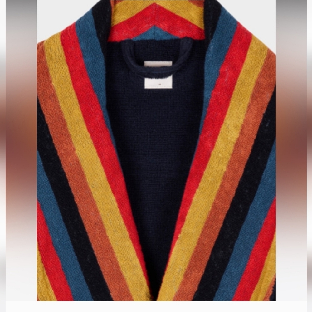 Paul Smith Navy Robe with Multicolor Collar - Picture 3 of 8